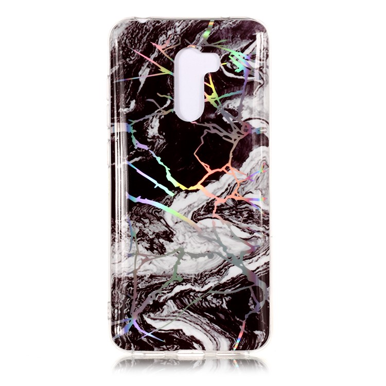 Marble Pattern Cell Phone Case Plated IMD TPU Cover for Xiaomi Pocophone F1 / Poco F1 - Black / White-1