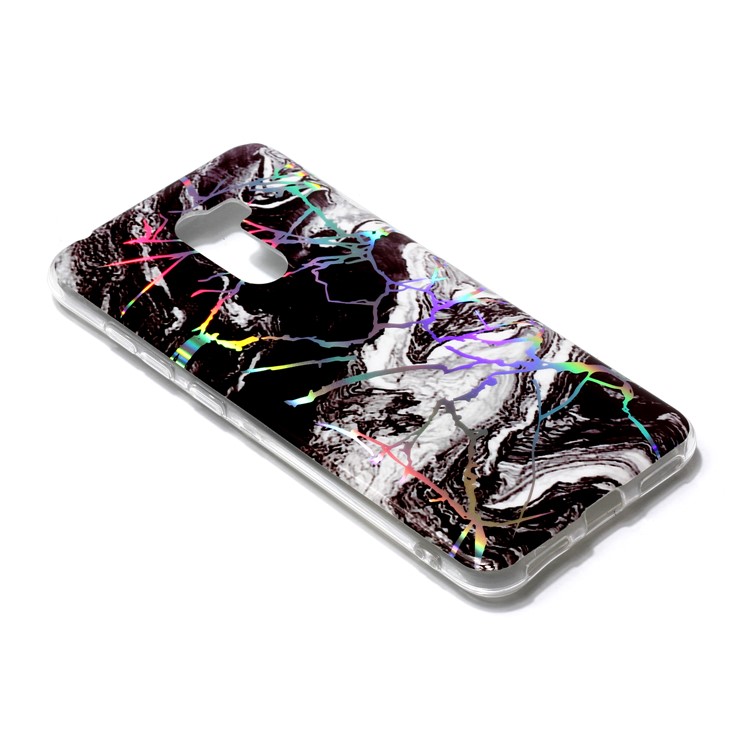 Marble Pattern Cell Phone Case Plated IMD TPU Cover for Xiaomi Pocophone F1 / Poco F1 - Black / White-2
