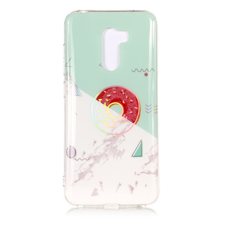 Marble Pattern Plated IMD TPU Mobile Casing for Xiaomi Pocophone F1 / Poco F1 - Cyan / White-1