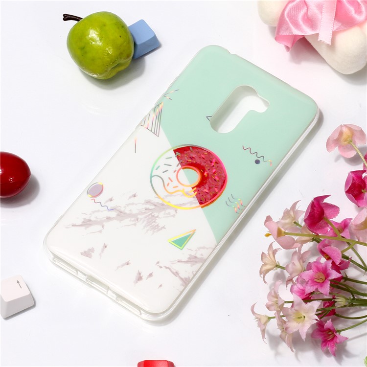 Marble Pattern Plated IMD TPU Mobile Casing for Xiaomi Pocophone F1 / Poco F1 - Cyan / White-3