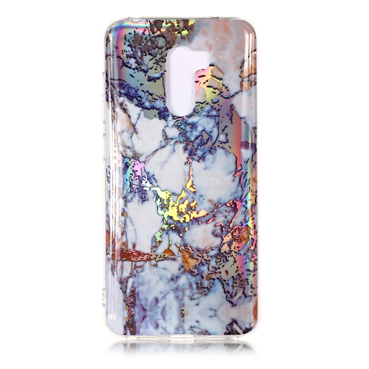 Marble Pattern Plated IMD TPU Protective Shell for Xiaomi Pocophone F1 / Poco F1 - Dark Blue-1
