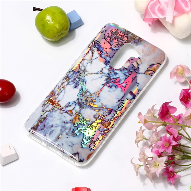 Marble Pattern Plated IMD TPU Protective Shell for Xiaomi Pocophone F1 / Poco F1 - Dark Blue-3