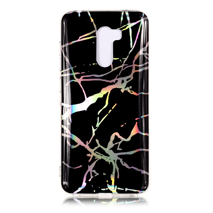 Marble Pattern IMD Soft Case Plated TPU Cover for Xiaomi Pocophone F1 / Poco F1 - Black-1