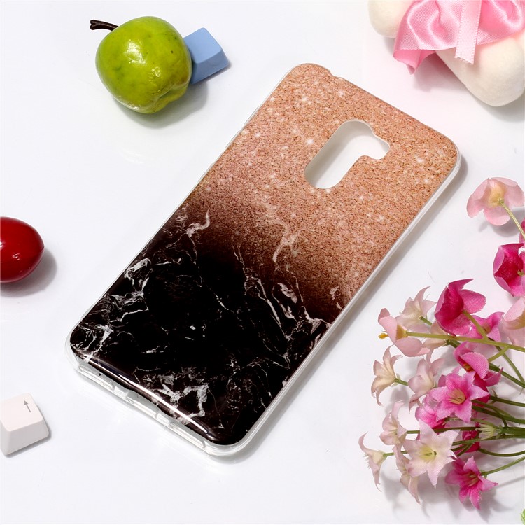 Marble Pattern Printing IMD Soft TPU Protective Shell for Xiaomi Pocophone F1 / Poco F1 (India) - Rose Gold / Black-3