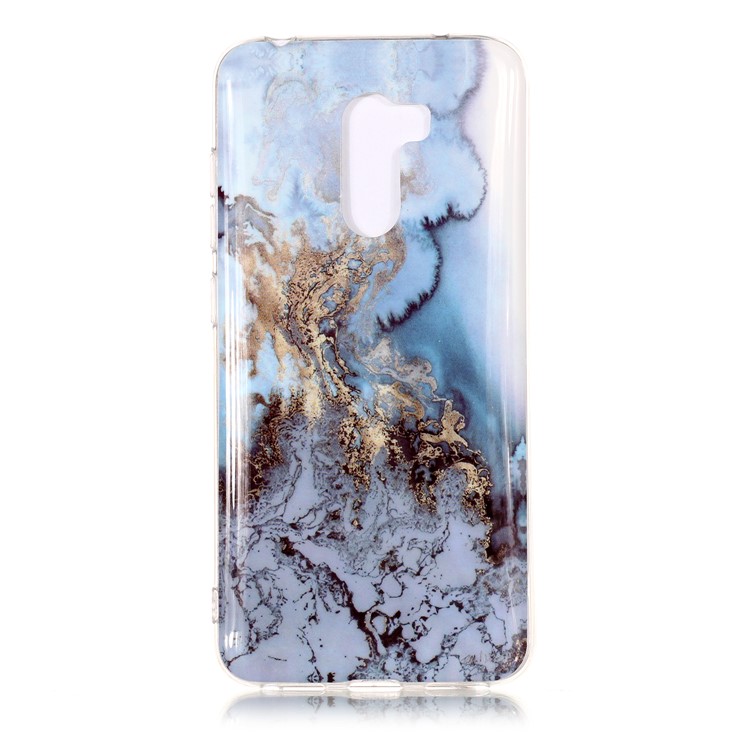 Marble Pattern Printing IMD Flexible TPU Back Case for Xiaomi Pocophone F1 / Poco F1 (India) - Dark Blue-1