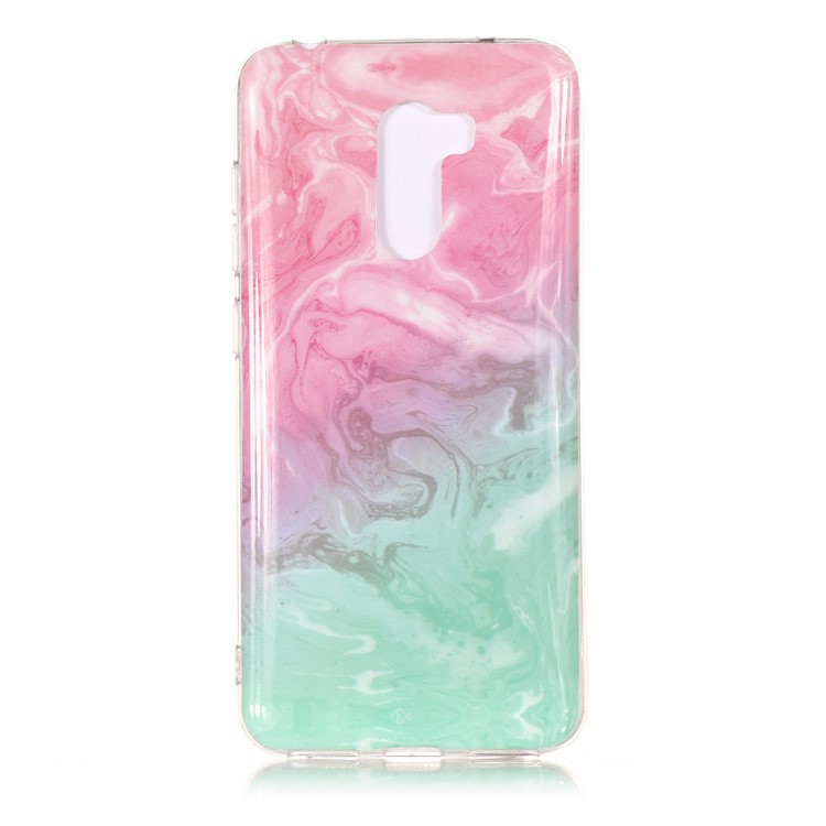 Marble Pattern Printing IMD Flexible Soft TPU Back Cover for Xiaomi Pocophone F1 / Poco F1 (India) - Pink / Green-1
