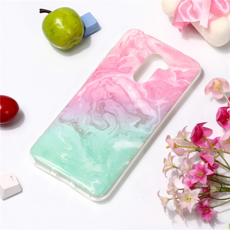 Marble Pattern Printing IMD Flexible Soft TPU Back Cover for Xiaomi Pocophone F1 / Poco F1 (India) - Pink / Green-3