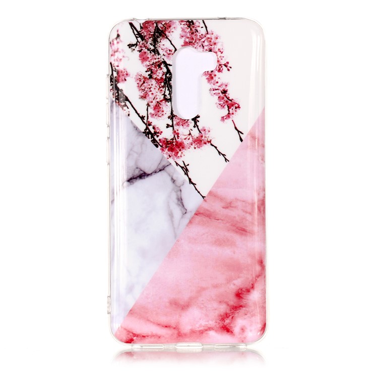 Marble Pattern Printing IMD Soft TPU Cellphone Case for Xiaomi Pocophone F1 / Poco F1 (India) - White / Pink-1