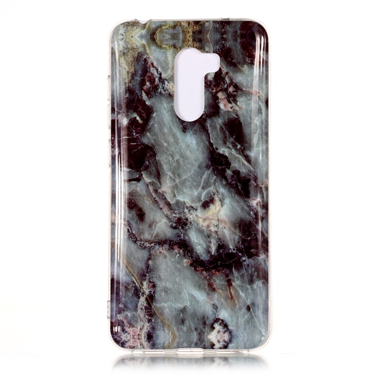 Marble Pattern Printing IMD Workmanship Soft TPU Mobile Case for Xiaomi Pocophone F1 / Poco F1 (India) - Black / Grey-1