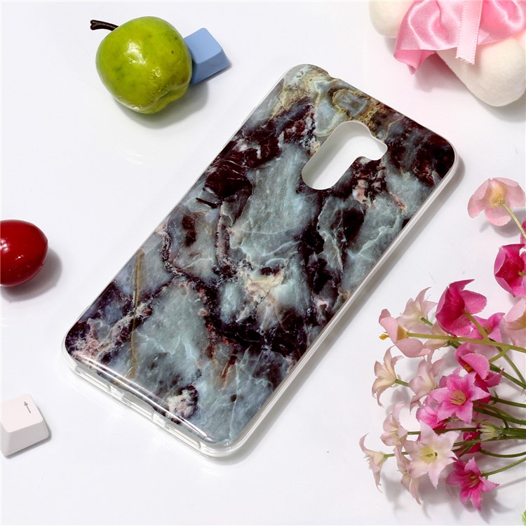 Marble Pattern Printing IMD Workmanship Soft TPU Mobile Case for Xiaomi Pocophone F1 / Poco F1 (India) - Black / Grey-3