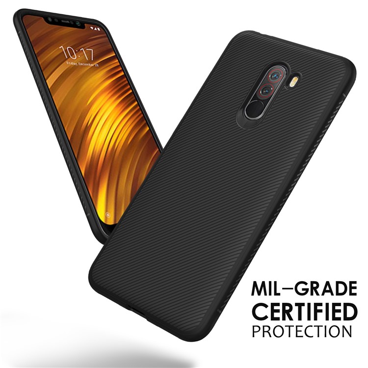 LENUO Twill Texture TPU Back Case Cover for Xiaomi Pocophone F1 / Poco F1 (India) - Black-2