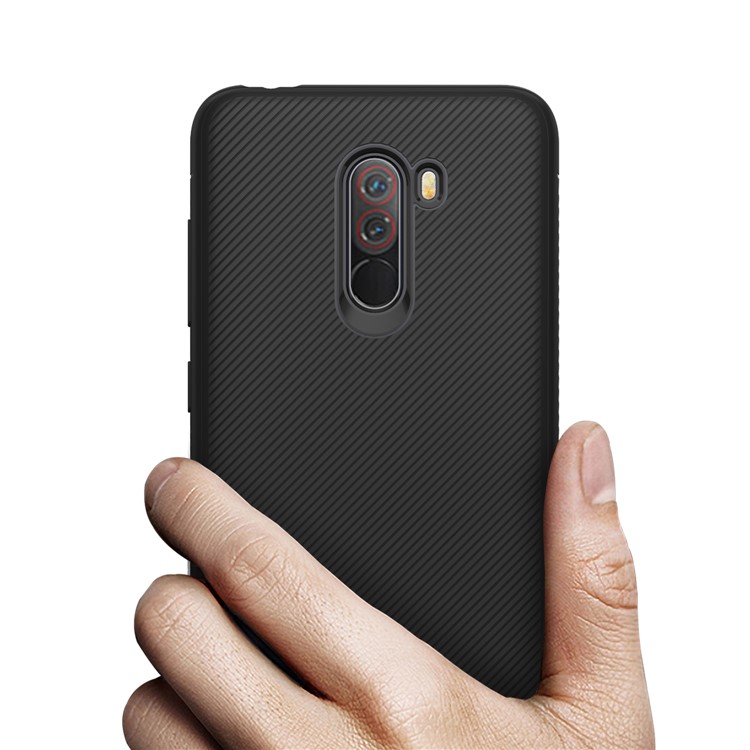 LENUO Twill Texture TPU Back Case Cover for Xiaomi Pocophone F1 / Poco F1 (India) - Black-4