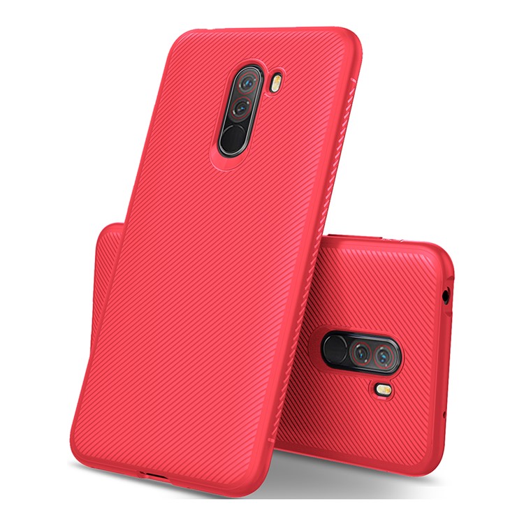 LENUO Twill Texture TPU Back Cover for Xiaomi Pocophone F1 / Poco F1 (India) - Red-1
