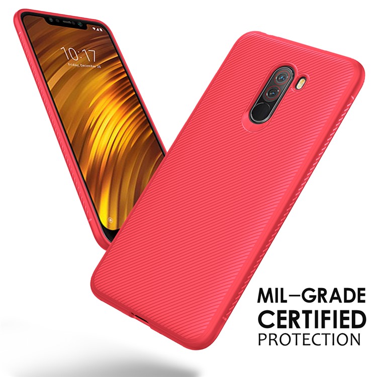 LENUO Twill Texture TPU Back Cover for Xiaomi Pocophone F1 / Poco F1 (India) - Red-2