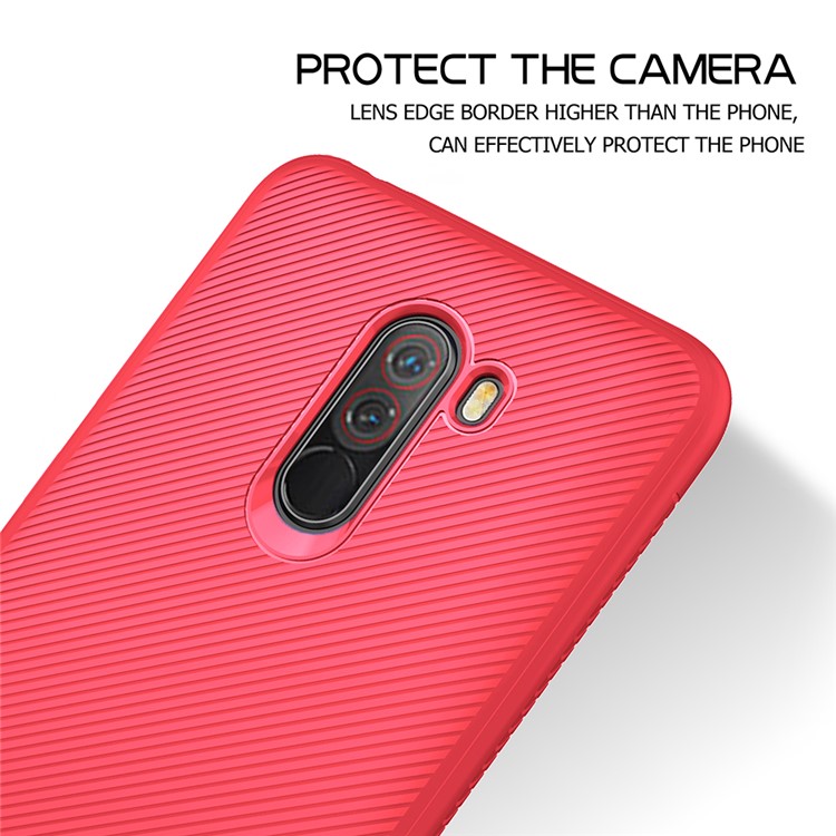 LENUO Twill Texture TPU Back Cover for Xiaomi Pocophone F1 / Poco F1 (India) - Red-3