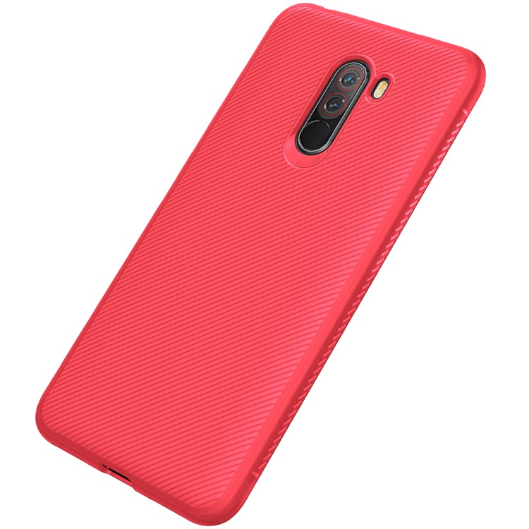 LENUO Twill Texture TPU Back Cover for Xiaomi Pocophone F1 / Poco F1 (India) - Red-4