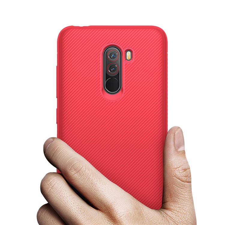 LENUO Twill Texture TPU Back Cover for Xiaomi Pocophone F1 / Poco F1 (India) - Red-5