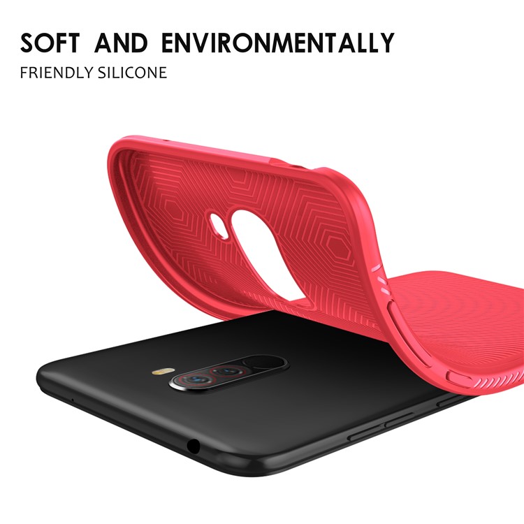 LENUO Twill Texture TPU Back Cover for Xiaomi Pocophone F1 / Poco F1 (India) - Red-6