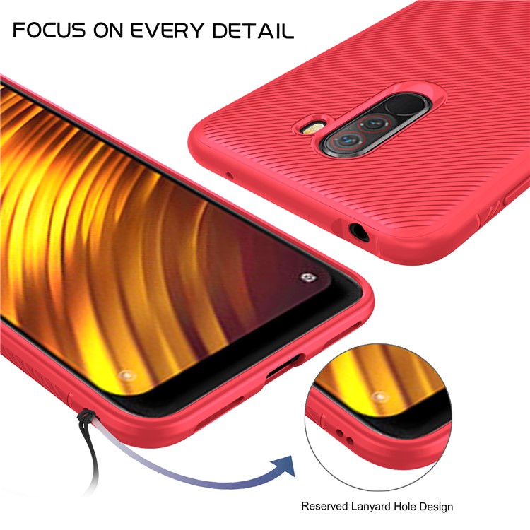LENUO Twill Texture TPU Back Cover for Xiaomi Pocophone F1 / Poco F1 (India) - Red-7