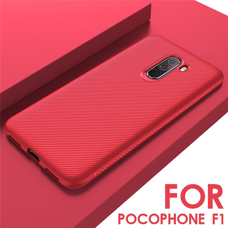 LENUO Twill Texture TPU Back Cover for Xiaomi Pocophone F1 / Poco F1 (India) - Red-8