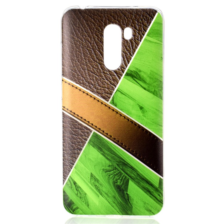 Splicing Marble Pattern and Leather Texture TPU Back Casing for Xiaomi Pocophone F1 / Poco F1 in India - Green-2