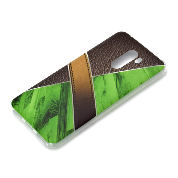 Splicing Marble Pattern and Leather Texture TPU Back Casing for Xiaomi Pocophone F1 / Poco F1 in India - Green-3