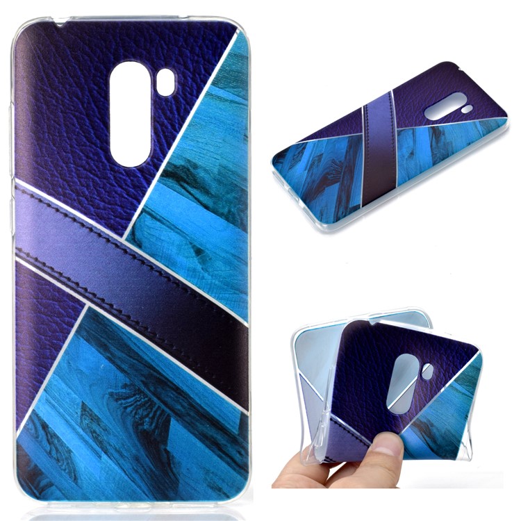 Splicing Marble Pattern and Leather Texture TPU Mobile Shell for Xiaomi Pocophone F1 / Poco F1 in India - Dark Blue-1