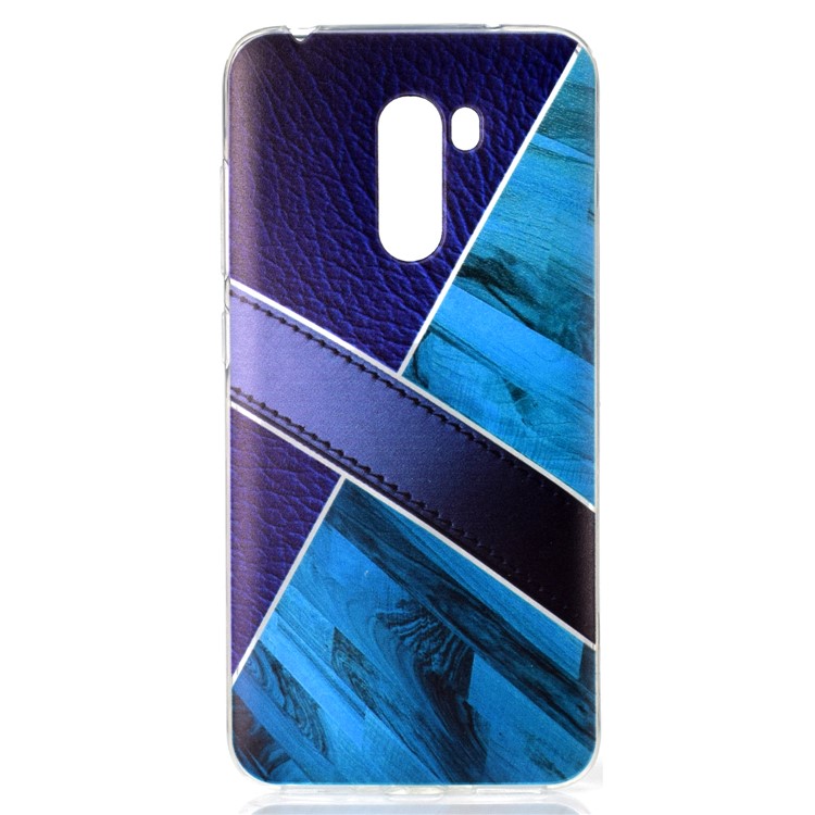 Splicing Marble Pattern and Leather Texture TPU Mobile Shell for Xiaomi Pocophone F1 / Poco F1 in India - Dark Blue-2