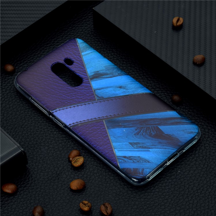Splicing Marble Pattern and Leather Texture TPU Mobile Shell for Xiaomi Pocophone F1 / Poco F1 in India - Dark Blue-6