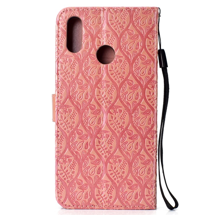 Imprint Leaf Leather Wallet Mobile Shell for Xiaomi Mi A2 Lite / Redmi 6 Pro - Rose Gold-3