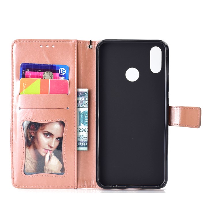 Imprint Leaf Leather Wallet Mobile Shell for Xiaomi Mi A2 Lite / Redmi 6 Pro - Rose Gold-4