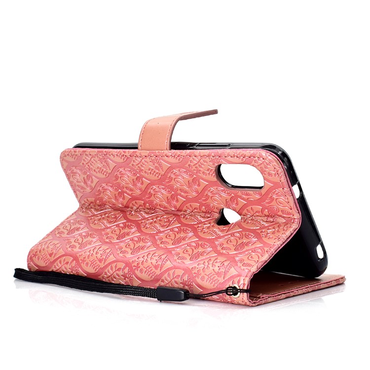 Imprint Leaf Leather Wallet Mobile Shell for Xiaomi Mi A2 Lite / Redmi 6 Pro - Rose Gold-5