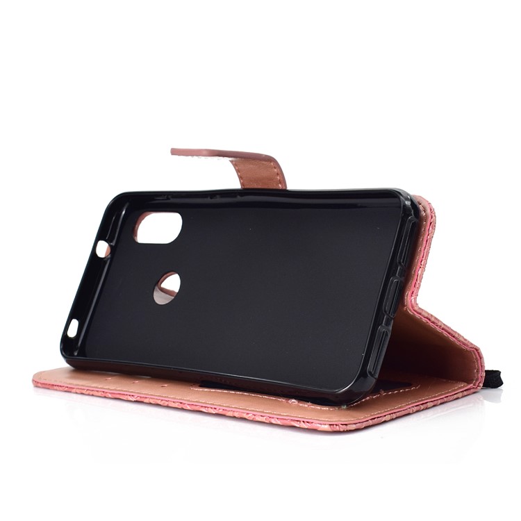 Imprint Leaf Leather Wallet Mobile Shell for Xiaomi Mi A2 Lite / Redmi 6 Pro - Rose Gold-6