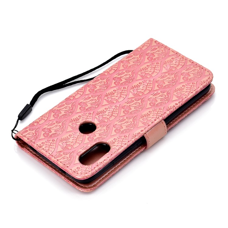 Imprint Leaf Leather Wallet Mobile Shell for Xiaomi Mi A2 Lite / Redmi 6 Pro - Rose Gold-8