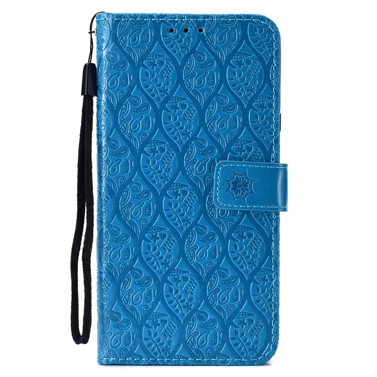 Imprint Leaf Leather Wallet Protective Shell for Xiaomi Mi A2 Lite / Redmi 6 Pro - Baby Blue-2