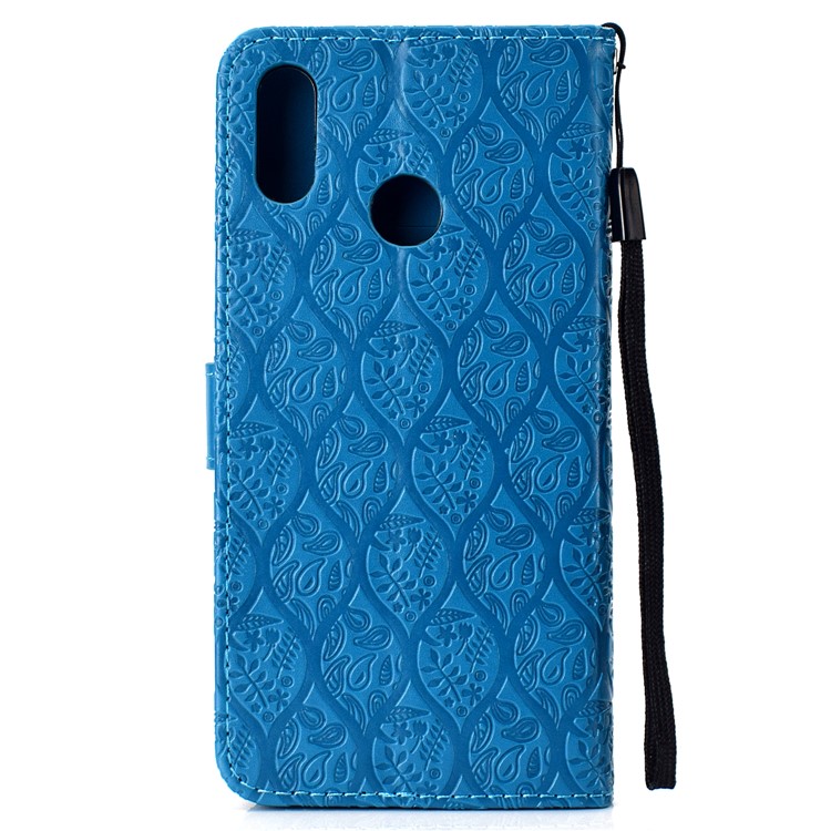 Imprint Leaf Leather Wallet Protective Shell for Xiaomi Mi A2 Lite / Redmi 6 Pro - Baby Blue-3