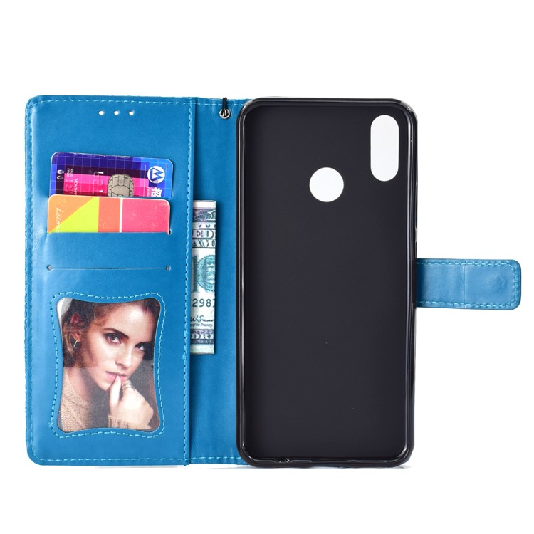 Imprint Leaf Leather Wallet Protective Shell for Xiaomi Mi A2 Lite / Redmi 6 Pro - Baby Blue-4