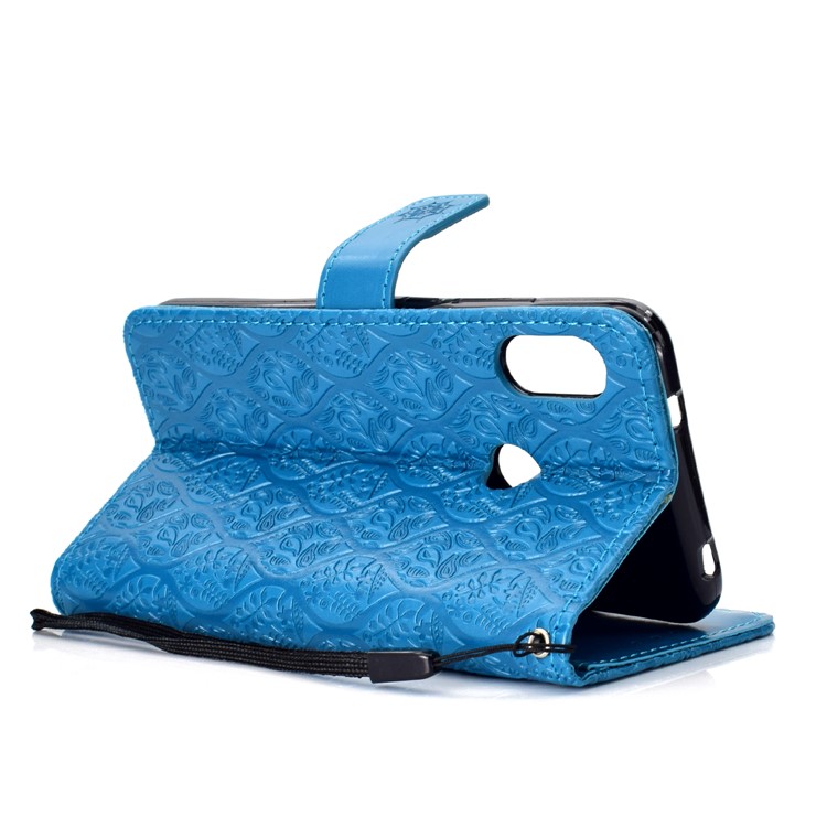 Imprint Leaf Leather Wallet Protective Shell for Xiaomi Mi A2 Lite / Redmi 6 Pro - Baby Blue-5