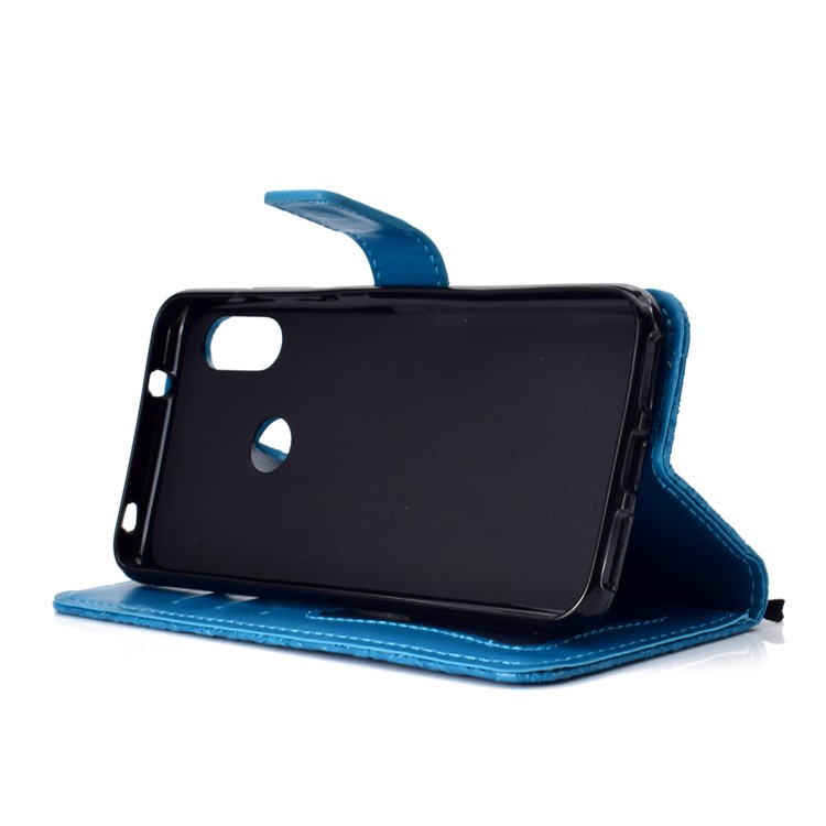 Imprint Leaf Leather Wallet Protective Shell for Xiaomi Mi A2 Lite / Redmi 6 Pro - Baby Blue-6