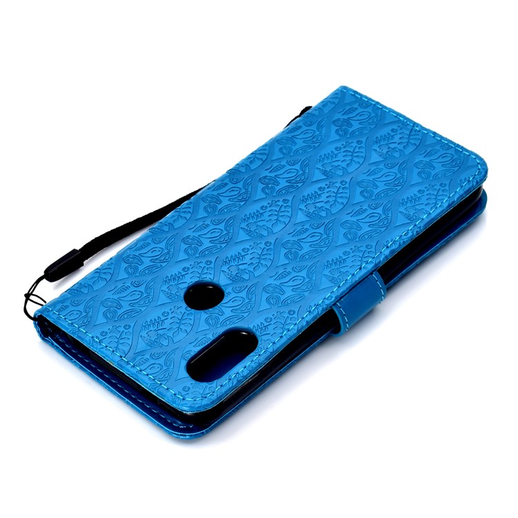 Imprint Leaf Leather Wallet Protective Shell for Xiaomi Mi A2 Lite / Redmi 6 Pro - Baby Blue-8