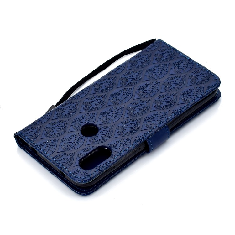 Imprint Leaf Leather Wallet Phone Accessory Case for Xiaomi Mi A2 Lite / Redmi 6 Pro - Dark Blue-8