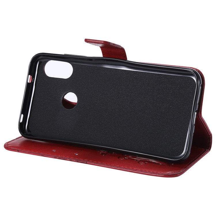 Imprinted Butterfly Wallet Magnetic Stand Leather Cell Phone Cover for Xiaomi Mi A2 Lite / Redmi 6 Pro - Red-8
