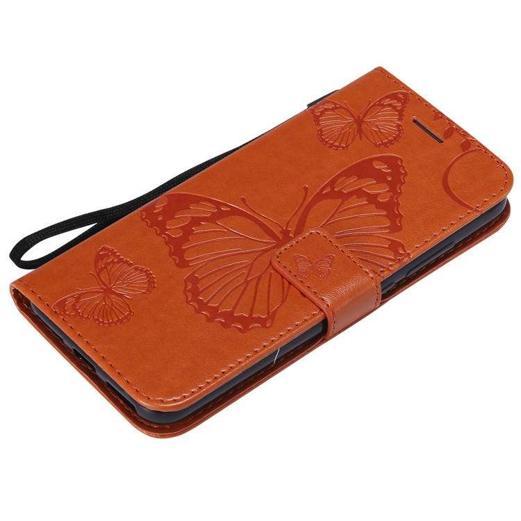Imprinted Butterfly Wallet Magnetic Stand Leather Cellphone Case for Xiaomi Mi A2 Lite / Redmi 6 Pro - Orange-5