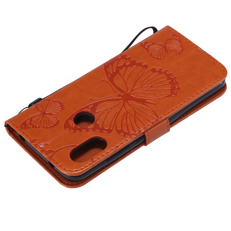 Imprinted Butterfly Wallet Magnetic Stand Leather Cellphone Case for Xiaomi Mi A2 Lite / Redmi 6 Pro - Orange-6
