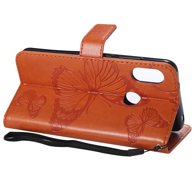 Imprinted Butterfly Wallet Magnetic Stand Leather Cellphone Case for Xiaomi Mi A2 Lite / Redmi 6 Pro - Orange-7