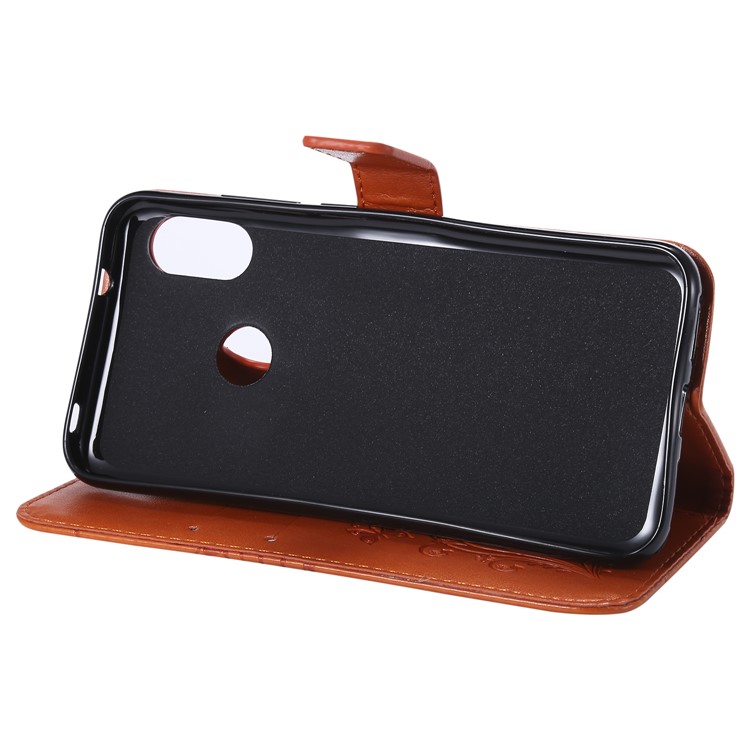Imprinted Butterfly Wallet Magnetic Stand Leather Cellphone Case for Xiaomi Mi A2 Lite / Redmi 6 Pro - Orange-8