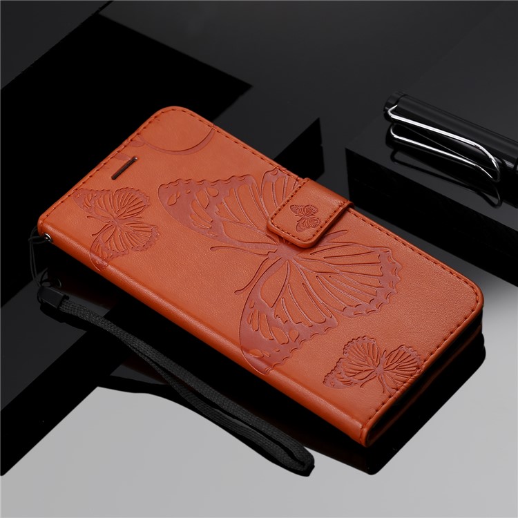 Imprinted Butterfly Wallet Magnetic Stand Leather Cellphone Case for Xiaomi Mi A2 Lite / Redmi 6 Pro - Orange-9