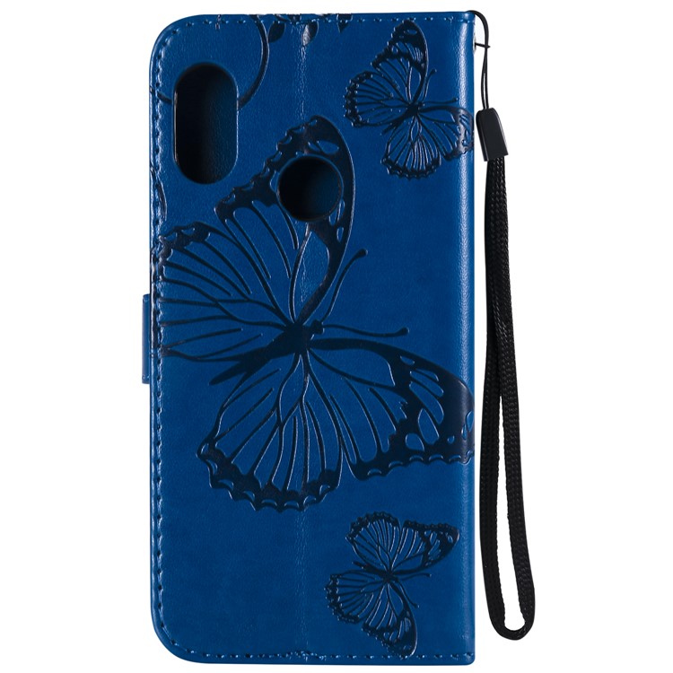 Imprinted Butterfly Wallet Stand Leather Cell Phone Case with Magnet for Xiaomi Mi A2 Lite / Redmi 6 Pro - Blue-3