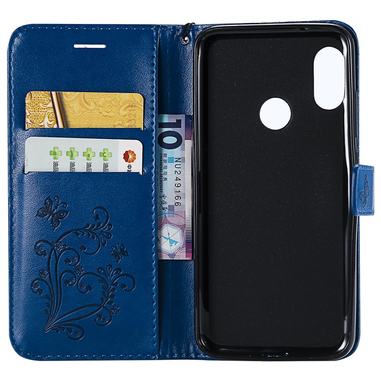 Imprinted Butterfly Wallet Stand Leather Cell Phone Case with Magnet for Xiaomi Mi A2 Lite / Redmi 6 Pro - Blue-4