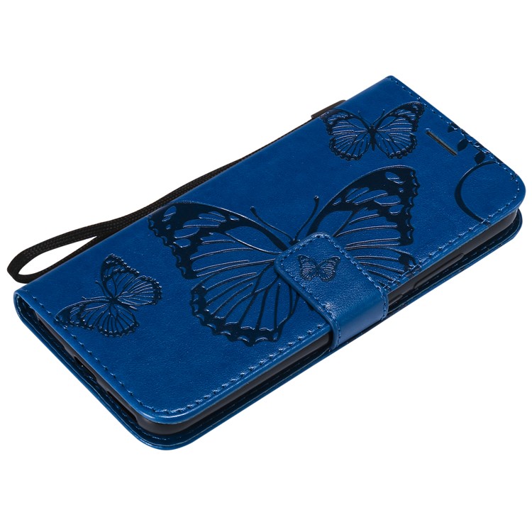 Imprinted Butterfly Wallet Stand Leather Cell Phone Case with Magnet for Xiaomi Mi A2 Lite / Redmi 6 Pro - Blue-5